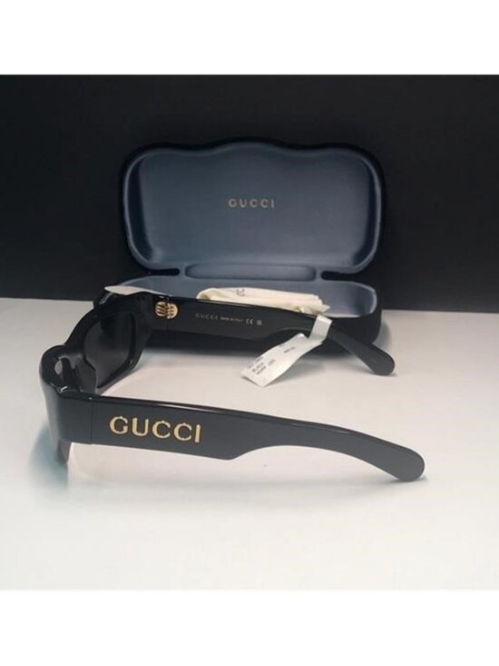 New Authentic Gucci Gray Rectangular Sunglasses GG1296S 001 seen on Miley Cyrus main image 4